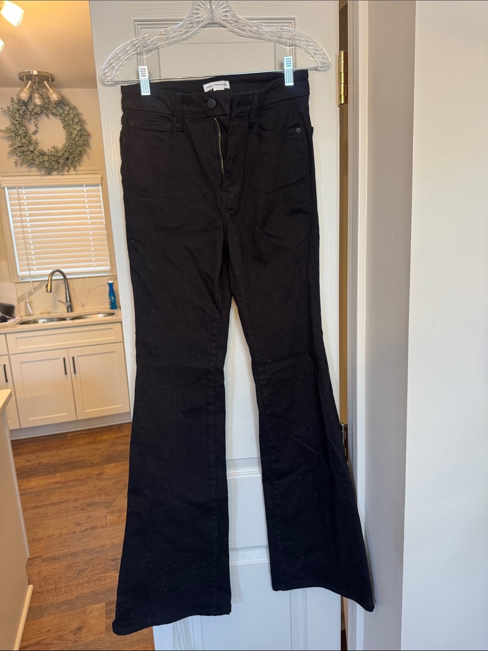 Good American Black Flare Jeans High-Rise
